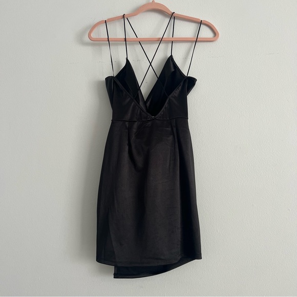 FashionNova Always A Flirt Satin Dress-Black - Picture 5 of 8